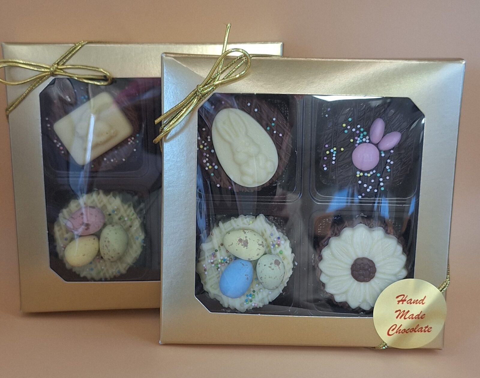 Four Easter decorated Oreos in a gift box