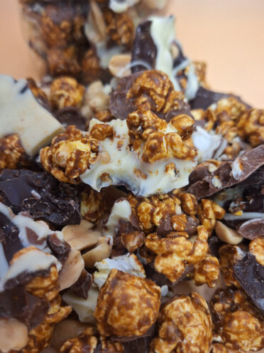 Nutty Caramel Chocolate Popcorn