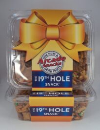19th hole snack mix in a box with a bow sleeve