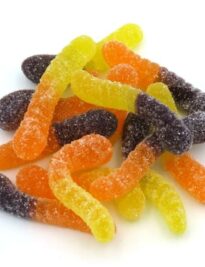 Multi colored sour fall mini gummi worms
