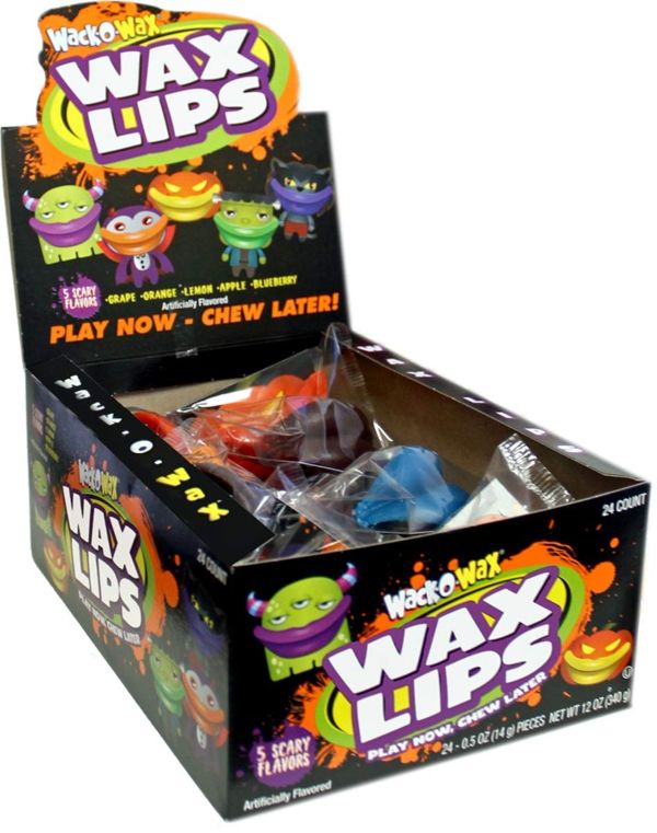 Colorful chewy wax candy lips