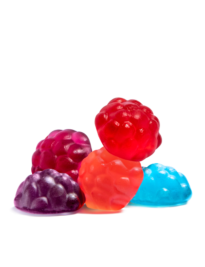 Mixed Gummy Berries of blue, purple, red and pink hues