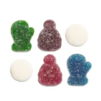 Colorful Snow Day Gummies coated in a light dusting of sugar in five super sour fruity flavors.