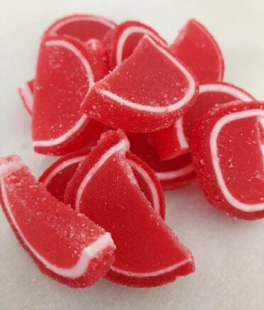 Large jelly slices red in color with white rind