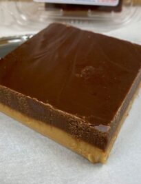 a chunk of chocolate peanut butter fudge