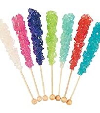 Bright colored assorted rock candy sticks