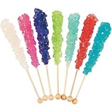 Bright colored assorted rock candy sticks